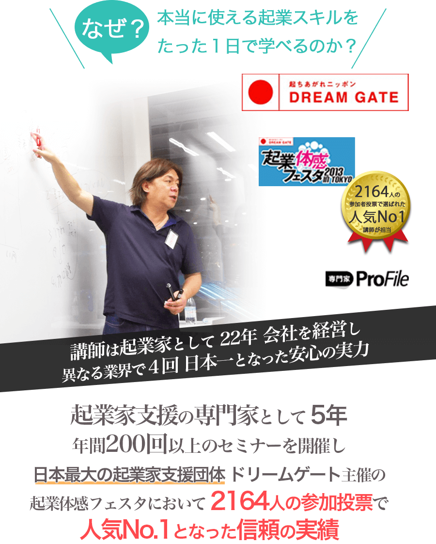 本当に使える起業スキルを、なぜたった１日で学べるのか？